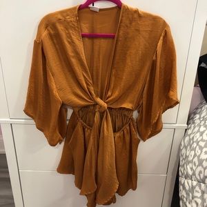 Copper silk romper